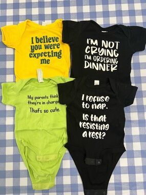 Rabbit Skins Baby Graphic Bodysuits - Yellow, Black, Green